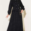 Lace-Embroidered Stone-Buttoned Two-Piece Outfit with Hem Edge Black - Afbeelding 5