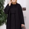 Stone-Embossed Drawstring Dress and Cardigan Knit Two-Piece Set Black – Image 2