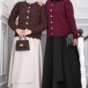 Stone-Embellished Buttoned Short Angora Cardigan Black