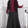 Stone-Embellished Buttoned Short Angora Cardigan Burgundy - Afbeelding 5