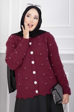 Alternative view of Stone-Embellished Buttoned Short Angora Cardigan Black