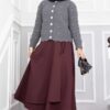 Stone-Embellished Buttoned Short Angora Cardigan Burgundy - Afbeelding 6