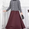 Stone-Embellished Buttoned Short Angora Cardigan Smoke – Bild 3