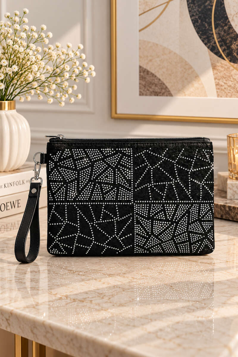 Stone Detail Zip Closure Bag Assorted 1 Assorted 11 - الصورة 4