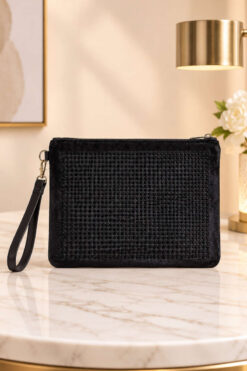 Stone Detail Zip Closure Bag Assorted 1 Assorted 9