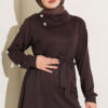 Stone Button Detailing Two-Piece Set Dark Brown - Imagen 2