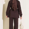 Stone Button Detailing Two-Piece Set Dark Brown - Imagen 3