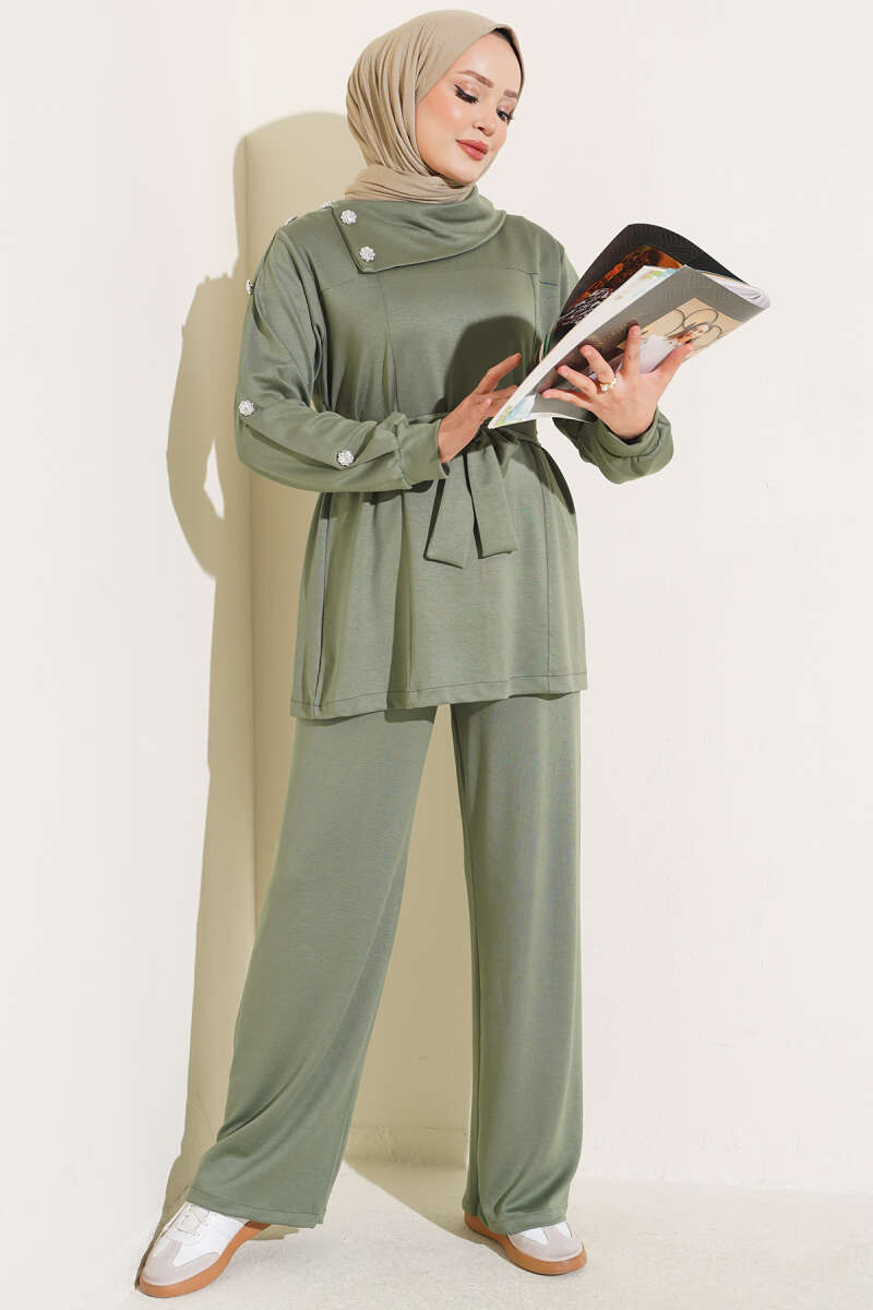 Stone Button Detailing Two-Piece Set Hazel