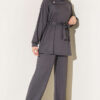 Stone Button Detailing Two-Piece Set Smoke - Image 2