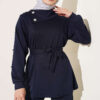 Stone Button Detailing Two-Piece Set Navy Blue – Bild 2