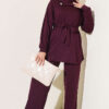 Stone Button Detailing Two-Piece Set Plum