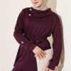 Stone Button Detailing Two-Piece Set Plum - Image 2