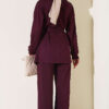 Stone Button Detailing Two-Piece Set Plum - Image 3