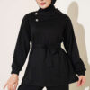 Stone Button Detailing Two-Piece Set Black - Image 2