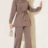 Stone Button Detailing Two-Piece Set Mink
