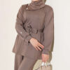 Stone Button Detailing Two-Piece Set Mink - Image 2