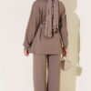 Stone Button Detailing Two-Piece Set Mink - Image 3