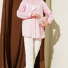 Button-Up Paillette Embellished Two-Thread Knit Blouse with Decorative Stitching Pink - الصورة 2