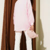 Button-Up Paillette Embellished Two-Thread Knit Blouse with Decorative Stitching Pink - الصورة 3