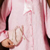 Button-Up Paillette Embellished Two-Thread Knit Blouse with Decorative Stitching Pink - الصورة 4
