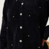 Embellished Floral Buttoned Cardigan with Beaded Details Black - Image 4