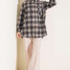 Checkered shirt with a single pocket detail Dark Brown – Image 2