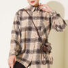 Checkered shirt with a single pocket detail Beige