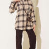 Checkered shirt with a single pocket detail Beige – Image 2