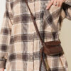 Checkered shirt with a single pocket detail Beige – Image 4