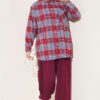 Checkered shirt with a single pocket detail Burgundy – Image 2