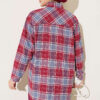 Checkered shirt with a single pocket detail Burgundy – Image 3