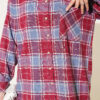 Checkered shirt with a single pocket detail Burgundy – Image 4