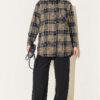 Checkered shirt with a single pocket detail Khaki – Image 2