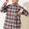 Checkered shirt with a single pocket detail Brown