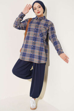 Alternative view of Checkered shirt with a single pocket detail Blue