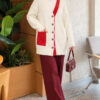 Two-Pocket Detail Fringed Cardigan Ecru – Bild 2