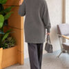 Two-Pocket Detail Fringed Cardigan Smoke - الصورة 4