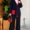 Two-Pocket Detail Fringed Cardigan Navy Blue – Bild 2