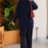 Two-Pocket Detail Fringed Cardigan Navy Blue – Bild 4