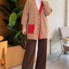 Two-Pocket Detail Fringed Cardigan Latte – Bild 2