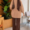 Two-Pocket Detail Fringed Cardigan Latte – Bild 4