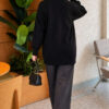 Two-Pocket Detail Fringed Cardigan Black – Bild 4