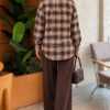 Single-Pocket Plaid Shirt Beige - immagine 3