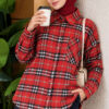 Single-Pocket Plaid Shirt Red