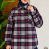 Single-Pocket Plaid Shirt Navy Blue