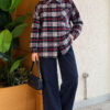 Single-Pocket Plaid Shirt Navy Blue – Bild 2