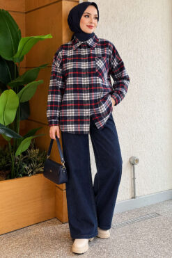 Alternative view of Single-Pocket Plaid Shirt Navy Blue