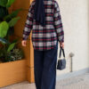 Single-Pocket Plaid Shirt Navy Blue – Bild 4