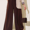 Single-Layer Pleated Palazzo Trousers Brown