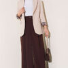 Single-Layer Pleated Palazzo Trousers Brown - Imagen 2